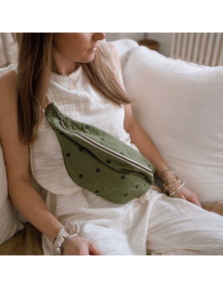 Fées et Pirates - Sac banane coeur kaki - Rose in April