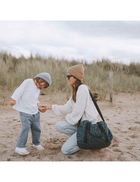 Fées et Pirates - Sac à langer Raphael leopard bleu - Rose in April