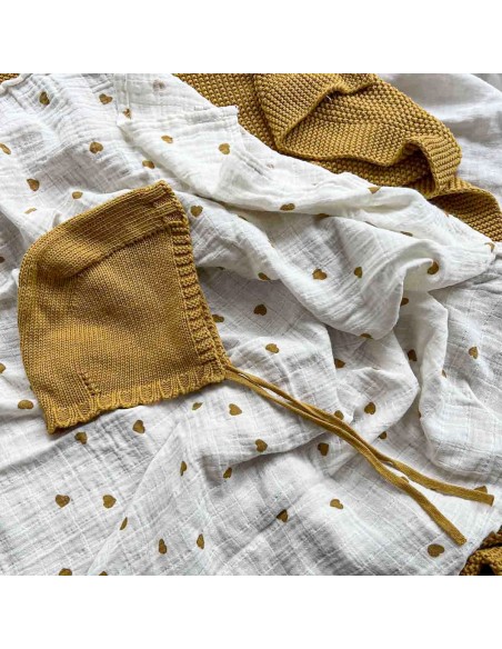 Fée et Pirates - Lange Bianca Coeur moutarde écru (M) - Rose in April - Fées et Pirates