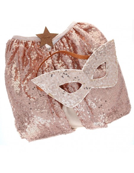 Déguisement cape et masque à sequins rose cuivre - Surprise Partie ! - Fées et Pirates