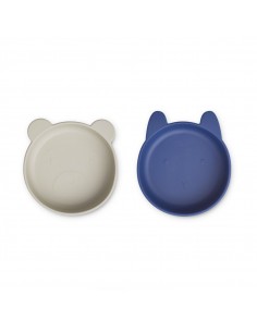 Vanessa bowl 2 pack - Mist / Surf blue mix - Liewood - Fées et Pirates