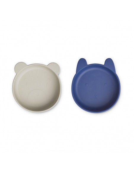 Vanessa bowl 2 pack - Mist / Surf blue mix - Liewood - Fées et Pirates