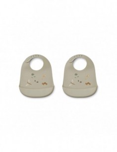 Tilda Silicone Bib 2-Pack - Nature/mist mix - Liewood - Fes et Pirates