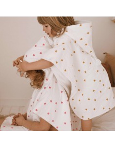 Fées et Pirates - Poncho de bain Pepito coeur moutarde - medium - Rose in April 2