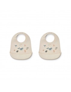 Tilda Silicone Bib 2-Pack - Sea creature sandy mix - Liewood - Fes et Pirates