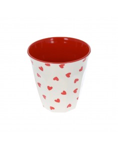 Grand verre cœurs rouges mélamine - Fées et Pirates