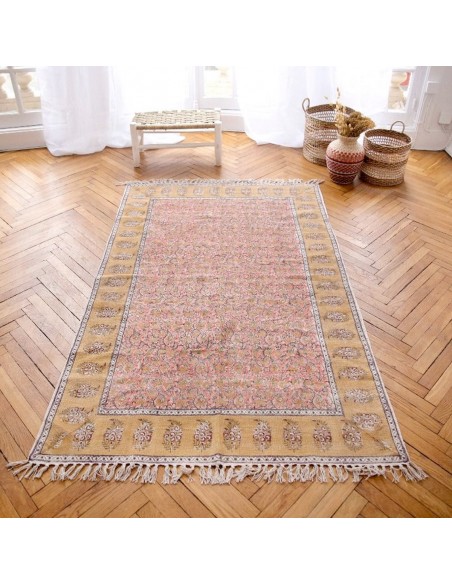 Tapis à motifs moutarde et rose 120 x 180 - Fées et Pirates