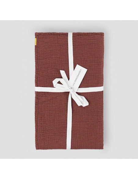 Plaid / Nappe en double gaze de coton 170x250 - Rouille - Les pensionnaires - Fées et PIrates