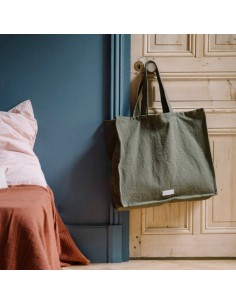 Grand cabas en toile de coton bio - Vert câpre - Les pensionnaires - Fées et PIrates 2