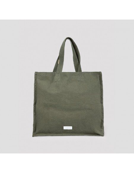 Grand cabas en toile de coton bio - Vert câpre - Les pensionnaires - Fées et PIrates