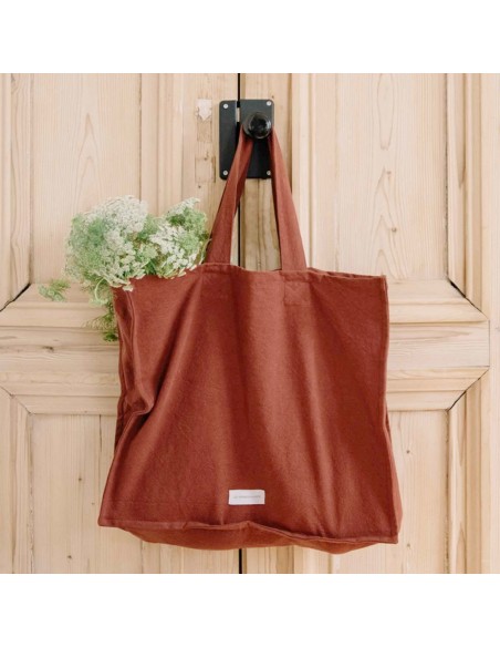 Grand cabas en toile de coton bio - Rouille - Les pensionnaires - Fées et PIrates