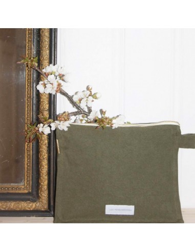 Trousse de toilette en toile de coton bio - Vert câpre - Les pensionnaires - Fées et PIrates