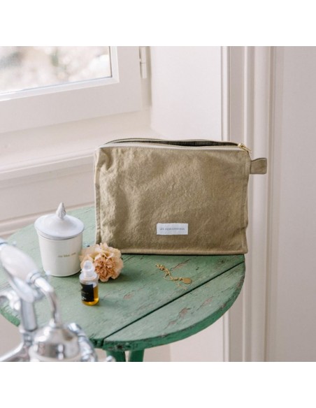 Trousse de toilette en toile de coton bio - Vert tilleul - Les pensionnaires - Fées et PIrates