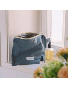 Trousse de toilette en toile de coton bio - Bleu horizon - Les pensionnaires - Fées et PIrates