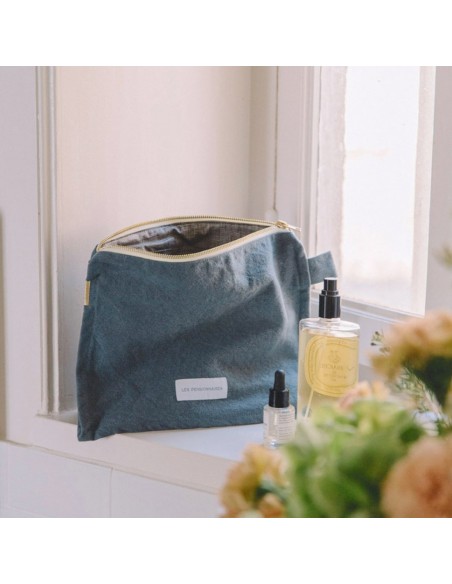 Trousse de toilette en toile de coton bio - Bleu horizon - Les pensionnaires - Fées et PIrates