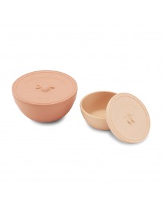 Lot de 2 boites à goûter - Rose sand / brown clay - Konges - Fées et Pirates